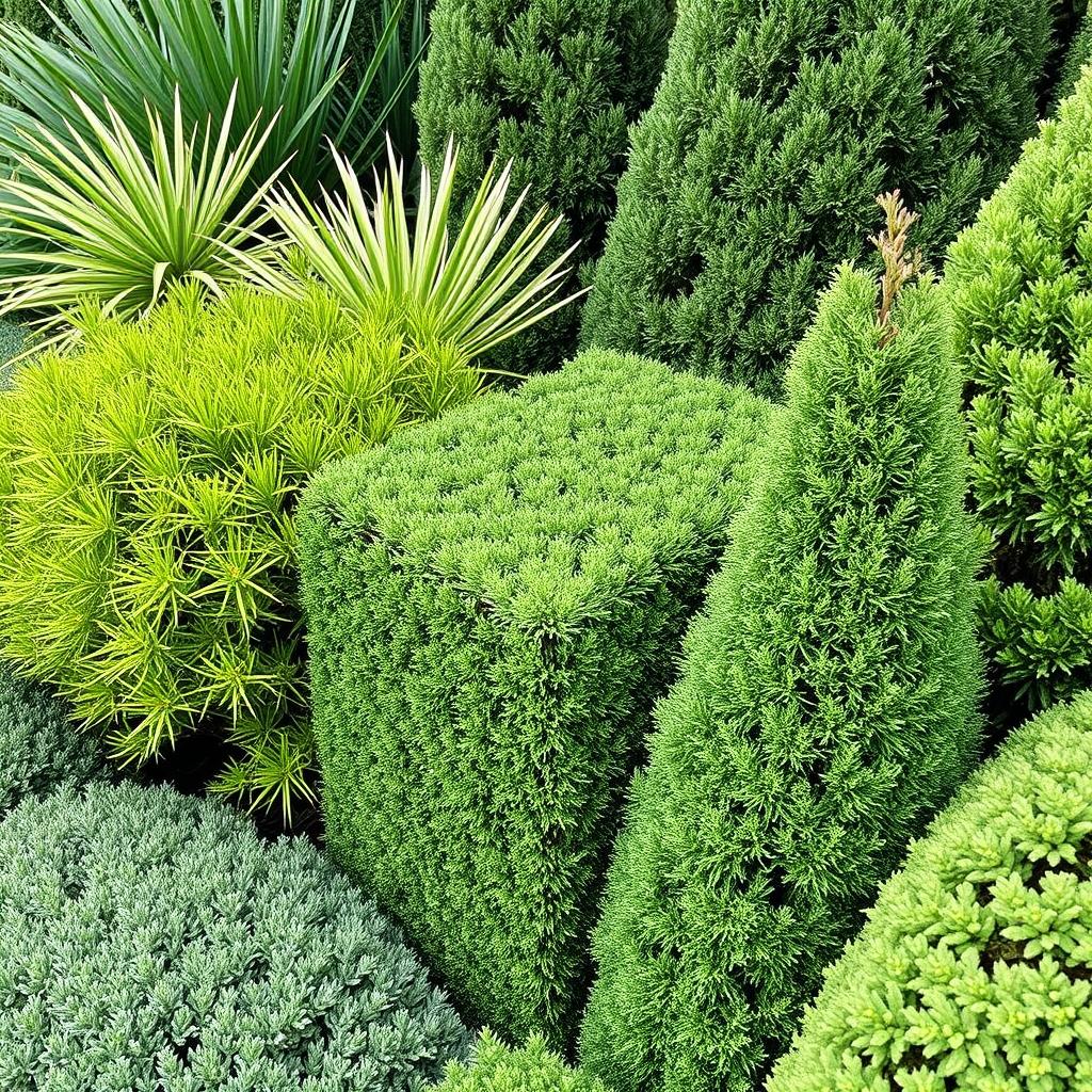 Architectural evergreen plants for modern gardens