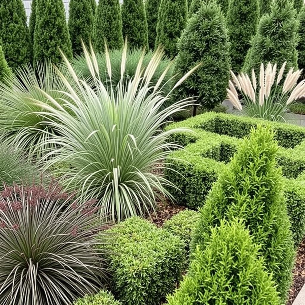 Architectural plants in a modern garden setting