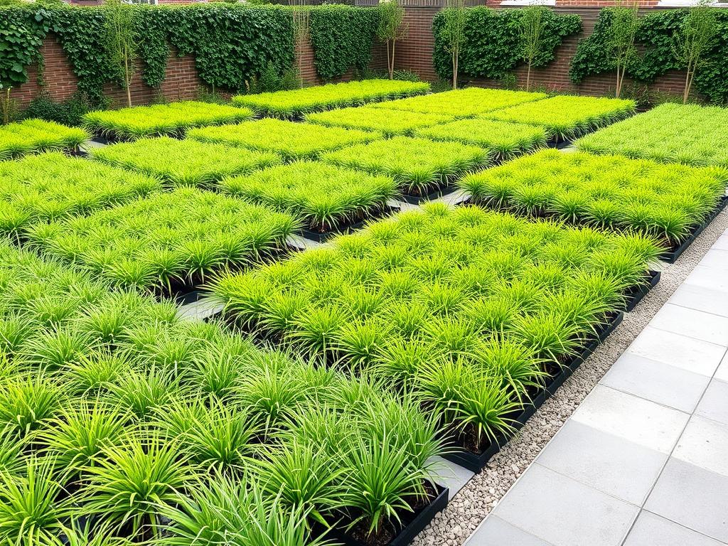 Block planting technique in a modern garden