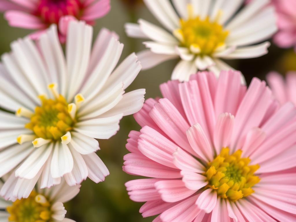 Close-up of Erigeron karvinskianus flowers showing the transition from white to pink blooms