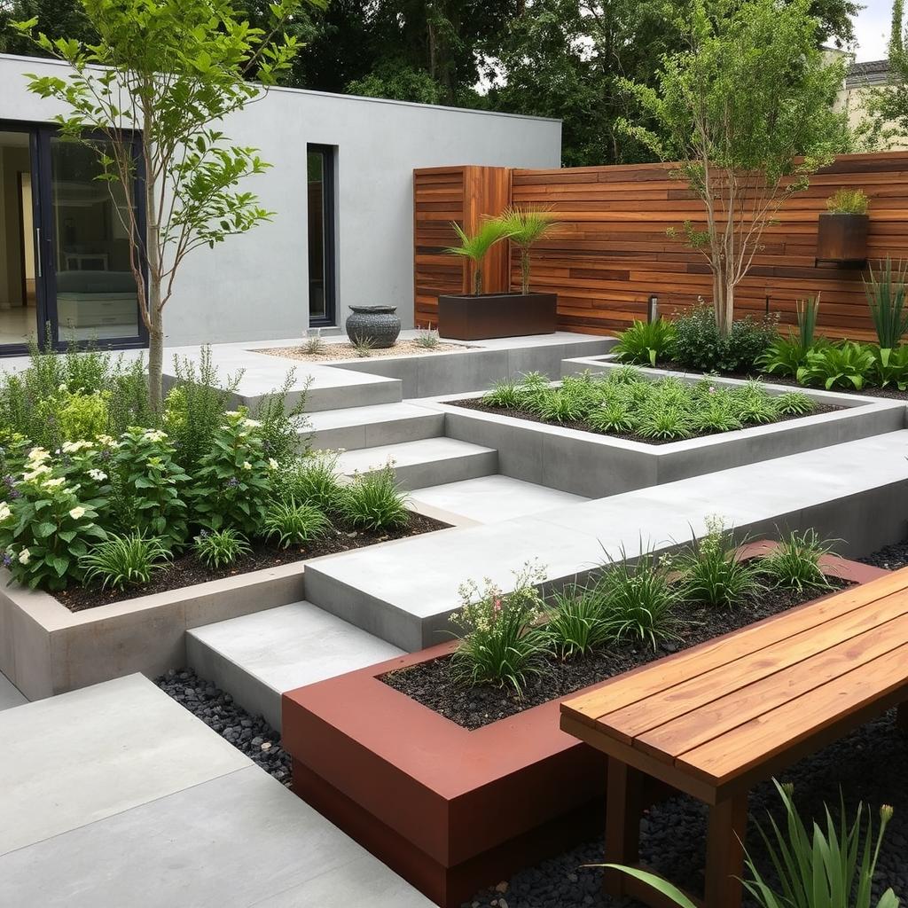 Consistent use of materials in a modern garden design