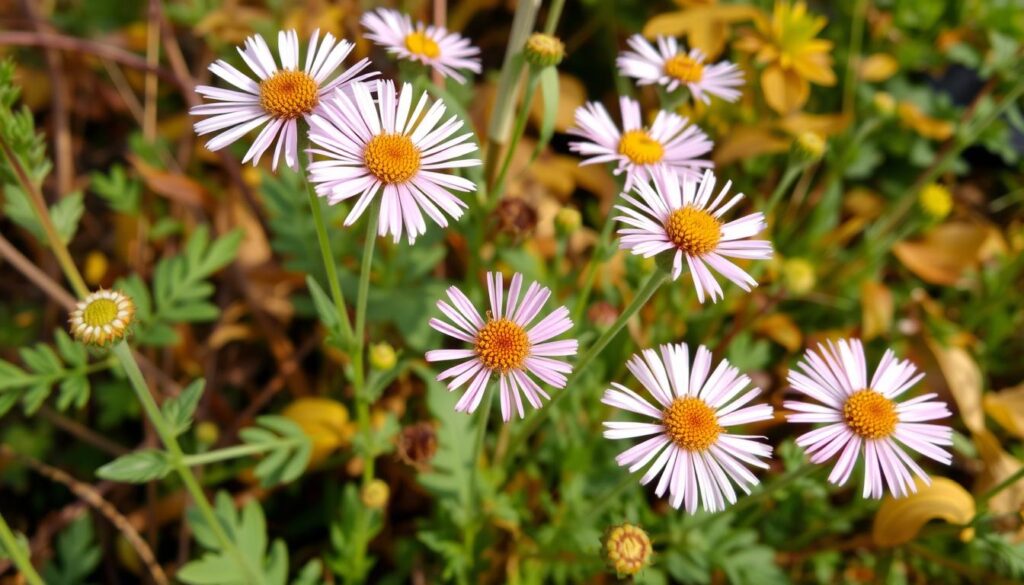 Erigeron karvinskianus flowering in late autumn in a UK garden