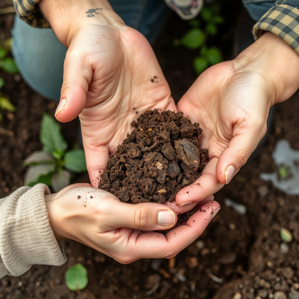 Hand testing soil quality and drainage