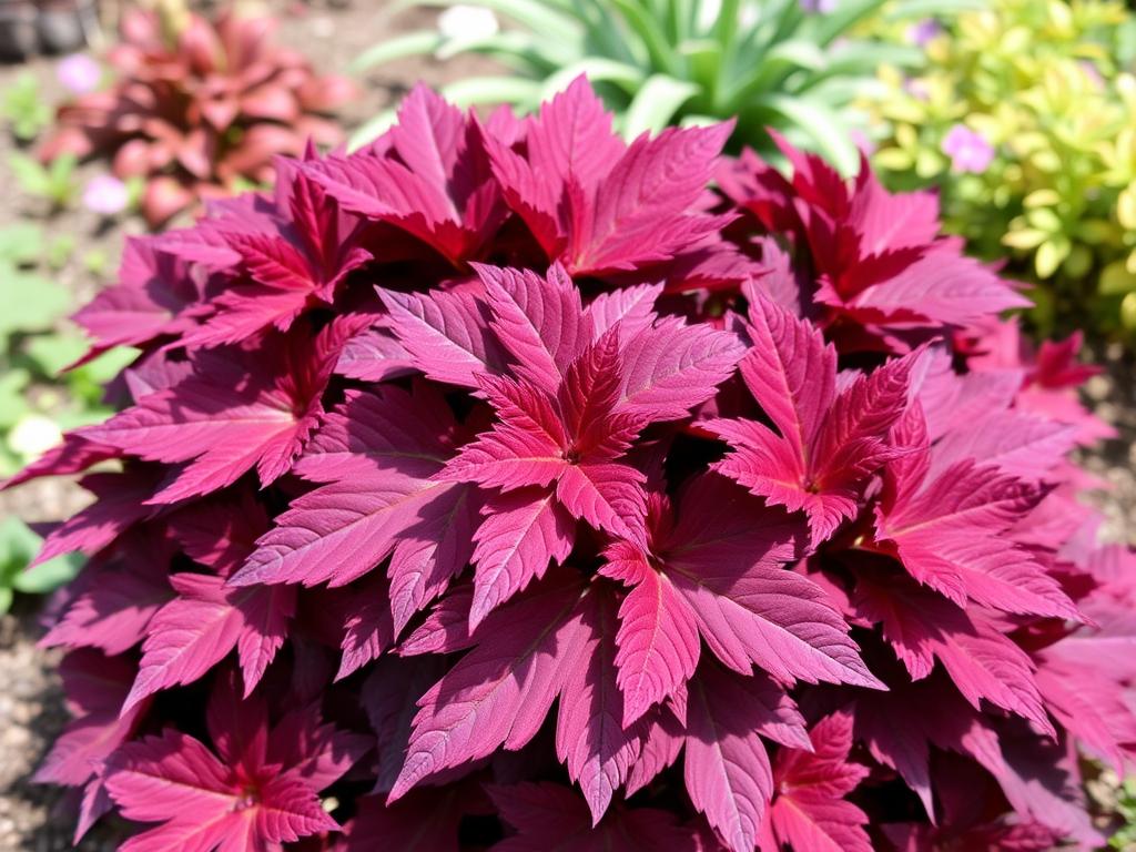 Heuchera 'Palace Purple' with deep burgundy foliage