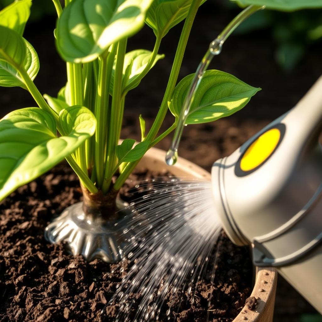 Proper watering technique for garden plants