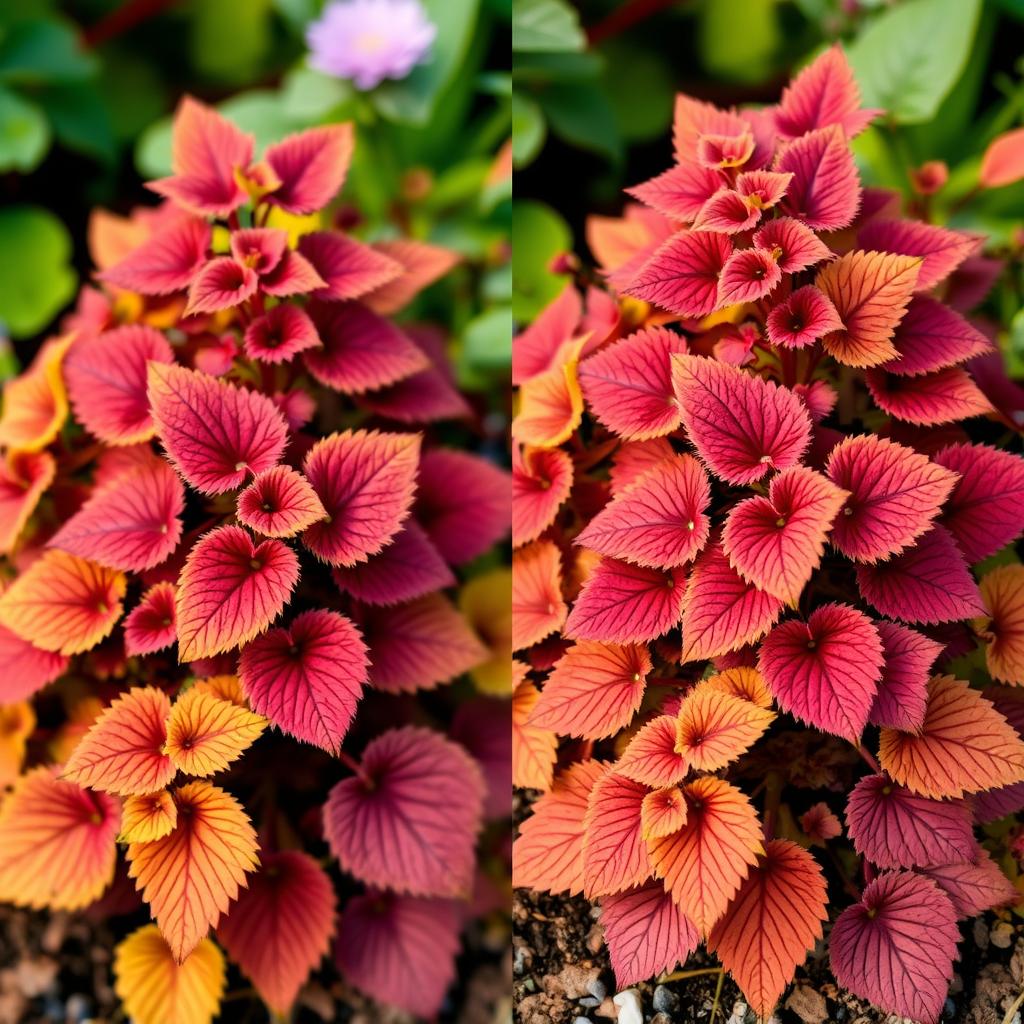 Seasonal color changes in Heuchera foliage