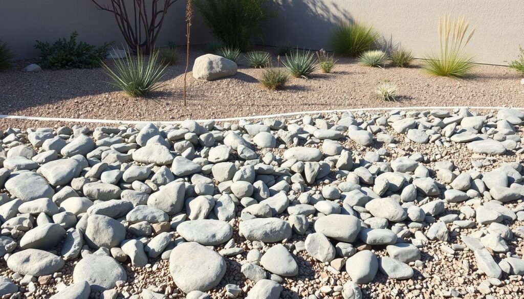 dry garden rocks mulch