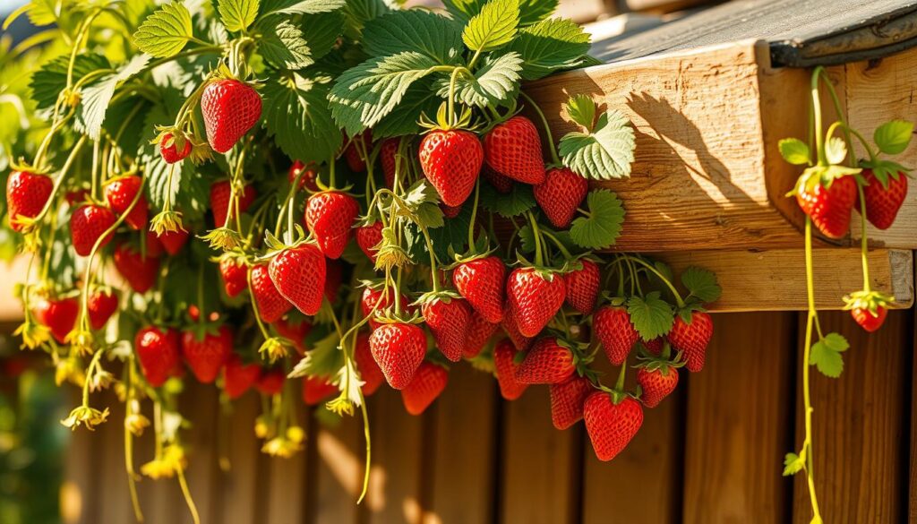 strawberries rain gutter